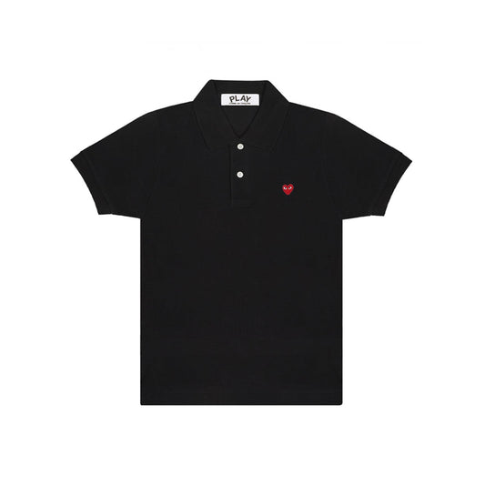 CDG Play Polo Shirt Small Red Emblem (BLACK)